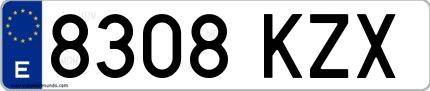 Ejemplo de matrícula española 8308 KZX