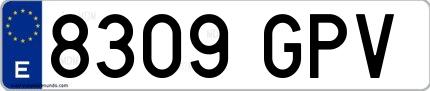 Ejemplo de matrícula española 8309 GPV