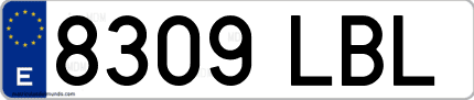 Ejemplo de matrícula de coche ordinaria 8309 LBL