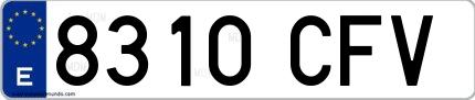 Ejemplo de matrícula española 8310 CFV