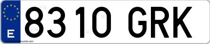Ejemplo de matrícula española 8310 GRK