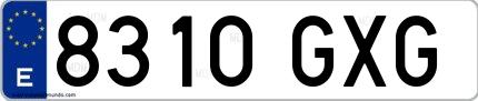 Ejemplo de matrícula española 8310 GXG