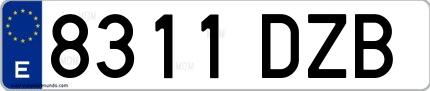 Ejemplo de matrícula española 8311 DZB