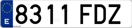 Ejemplo de matrícula española 8311 FDZ