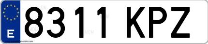 Ejemplo de matrícula española 8311 KPZ