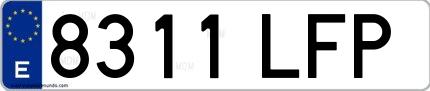 Ejemplo de matrícula española 8311 LFP
