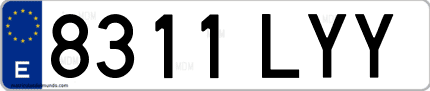 Ejemplo de matrícula de coche ordinaria 8311 LYY