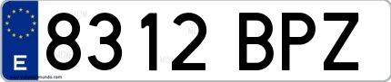 Ejemplo de matrícula española 8312 BPZ