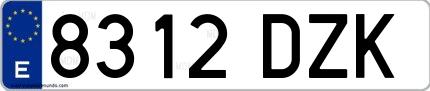 Ejemplo de matrícula española 8312 DZK