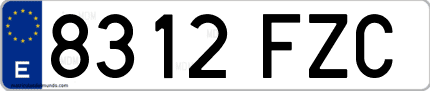 Ejemplo de matrícula de coche ordinaria 8312 FZC