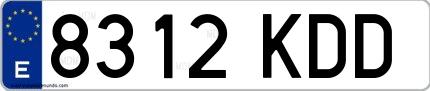 Ejemplo de matrícula española 8312 KDD