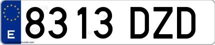 Ejemplo de matrícula española 8313 DZD