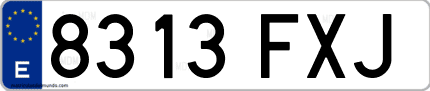 Ejemplo de matrícula de coche ordinaria 8313 FXJ