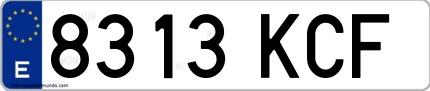 Ejemplo de matrícula española 8313 KCF