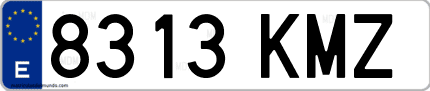 Ejemplo de matrícula de coche ordinaria 8313 KMZ