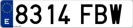 Ejemplo de matrícula española 8314 FBW