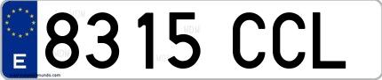 Ejemplo de matrícula española 8315 CCL