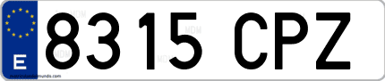 Ejemplo de matrícula de coche ordinaria 8315 CPZ