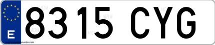 Ejemplo de matrícula española 8315 CYG