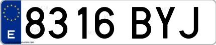 Ejemplo de matrícula española 8316 BYJ