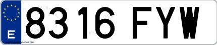 Ejemplo de matrícula española 8316 FYW