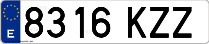 Ejemplo de matrícula de coche ordinaria 8316 KZZ