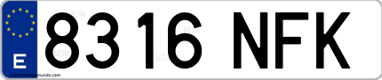 Ejemplo de matrícula de coche ordinaria 8316 NFK