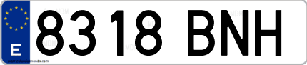 Ejemplo de matrícula de coche ordinaria 8318 BNH