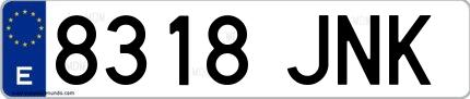 Ejemplo de matrícula española 8318 JNK