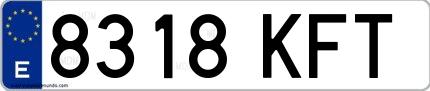 Ejemplo de matrícula española 8318 KFT