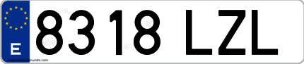 Ejemplo de matrícula de coche ordinaria 8318 LZL