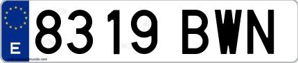 Ejemplo de matrícula española 8319 BWN
