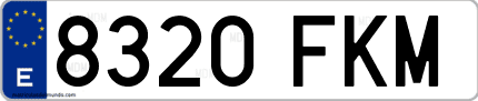 Ejemplo de matrícula de coche ordinaria 8320 FKM