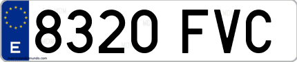 Ejemplo de matrícula de coche ordinaria 8320 FVC