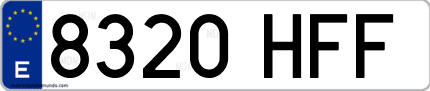 Ejemplo de matrícula de coche ordinaria 8320 HFF