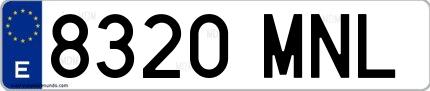 Ejemplo de matrícula española 8320 MNL