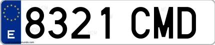 Ejemplo de matrícula española 8321 CMD