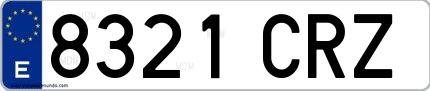 Ejemplo de matrícula española 8321 CRZ