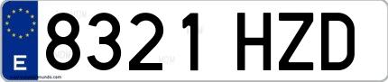 Ejemplo de matrícula española 8321 HZD