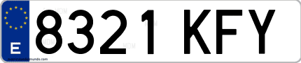 Ejemplo de matrícula de coche ordinaria 8321 KFY
