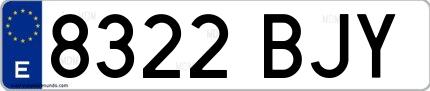 Ejemplo de matrícula española 8322 BJY
