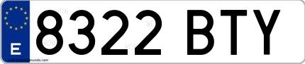 Ejemplo de matrícula española 8322 BTY