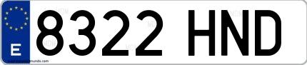 Ejemplo de matrícula española 8322 HND