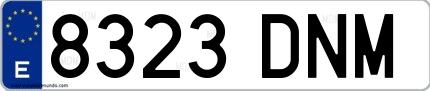 Ejemplo de matrícula española 8323 DNM
