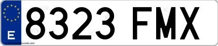 Ejemplo de matrícula española 8323 FMX