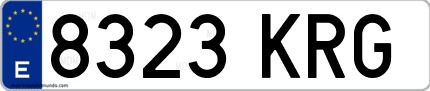 Ejemplo de matrícula de coche ordinaria 8323 KRG