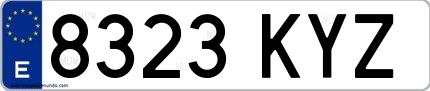 Ejemplo de matrícula española 8323 KYZ
