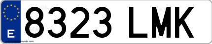 Ejemplo de matrícula de coche ordinaria 8323 LMK