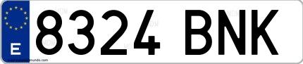 Ejemplo de matrícula española 8324 BNK