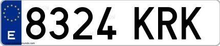 Ejemplo de matrícula española 8324 KRK